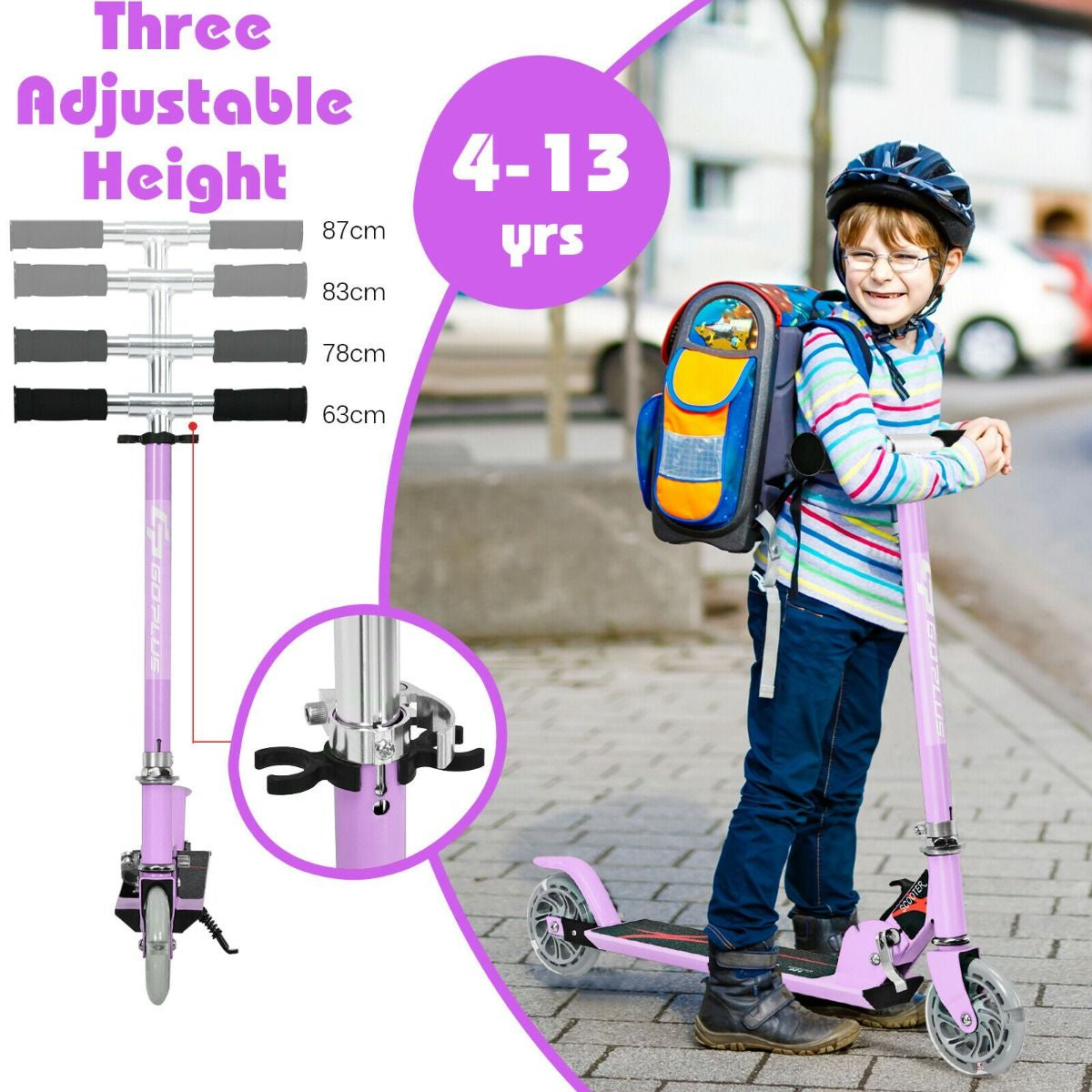 Kids Aluminum Folding Stunt Scooter with LED Wheels