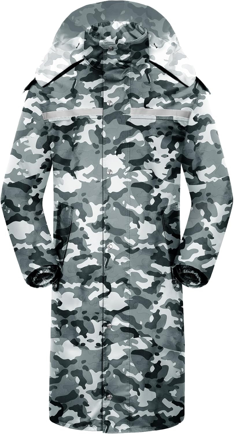 Raincoat Waterproof Long Rain Jacket Lightweight Rainwear Reflective with Packable Hood for Men Women Adults