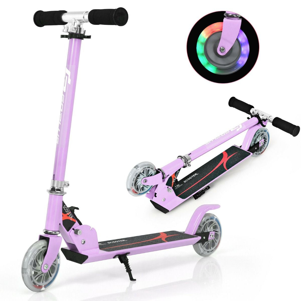 Kids Aluminum Folding Stunt Scooter with LED Wheels