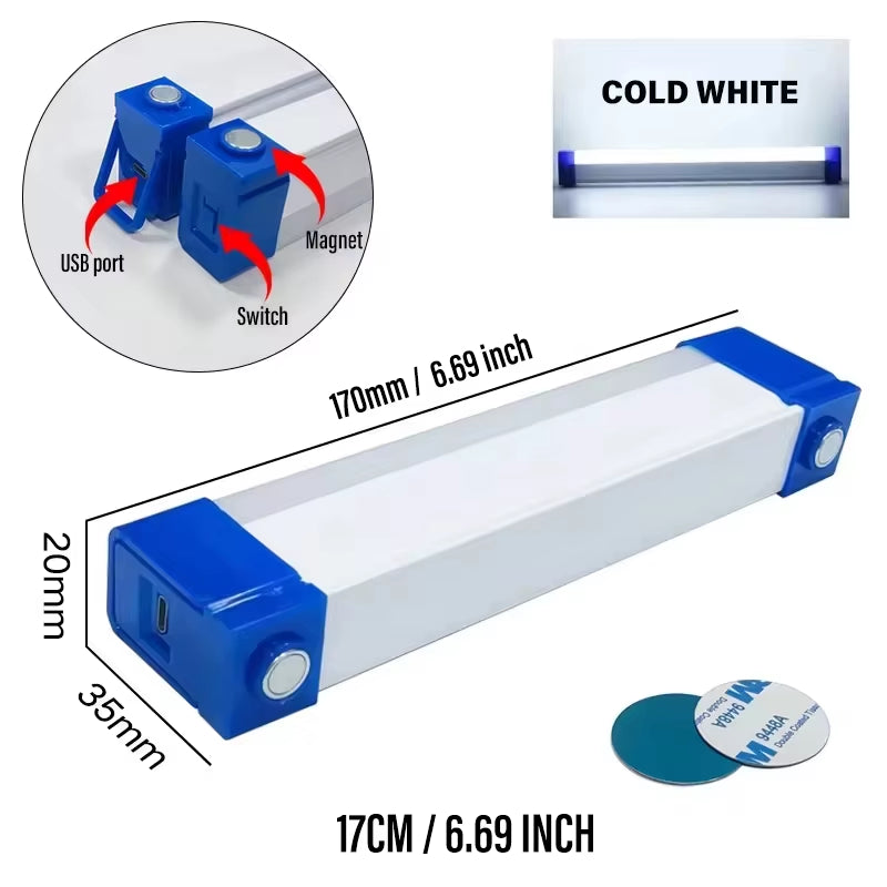 17CM LED Rechargeable Tube Camping Light Magnetic Suspension Portable Light Bulb for Emergency,Night Market,Outdoor Lighting
