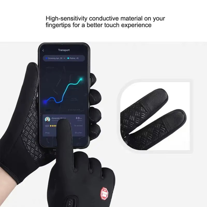 Men'S Autumn and Winter Cold Resistant Bicycle Gloves Warm Outdoor Sports Running Camping Skiing Gloves Motorcycle